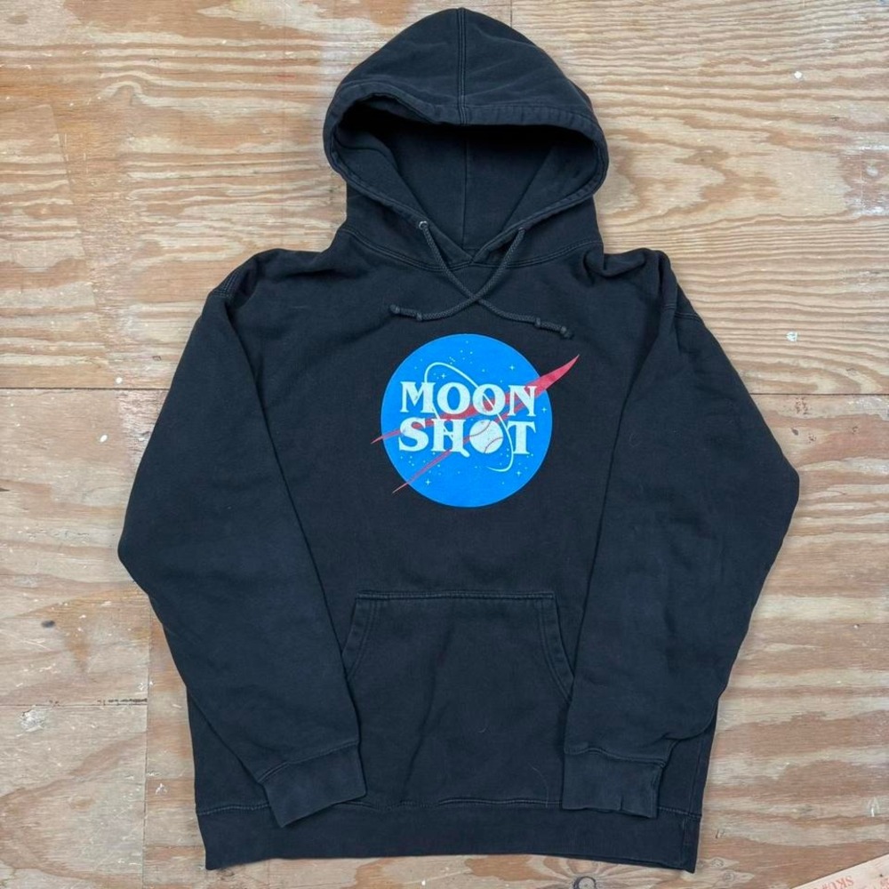 black moonshot baseball nasa style graphic hoodie